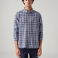 Men's Checkered Relaxed Fit Shirt - Front View