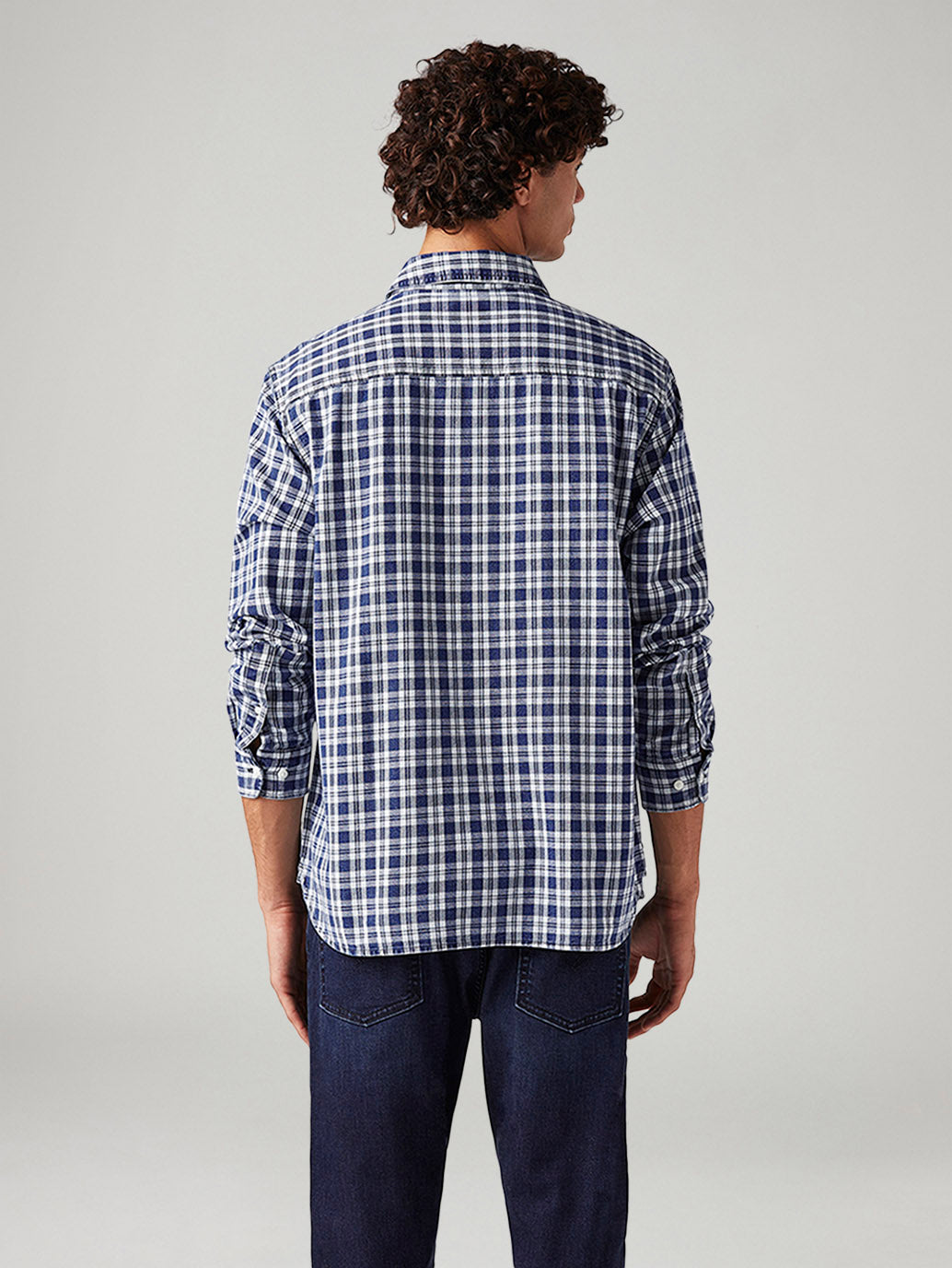 Men's Checkered Relaxed Fit Shirt - Back View