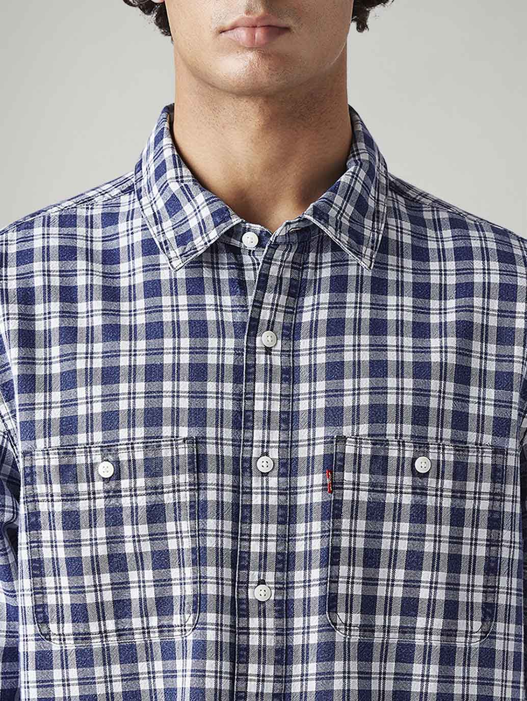 Men's Checkered Relaxed Fit Shirt - Detail View
