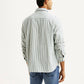 Men's Striped Med Indigo Relaxed Fit Shirt - Back View