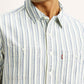 Men's Striped Med Indigo Relaxed Fit Shirt - Detail View