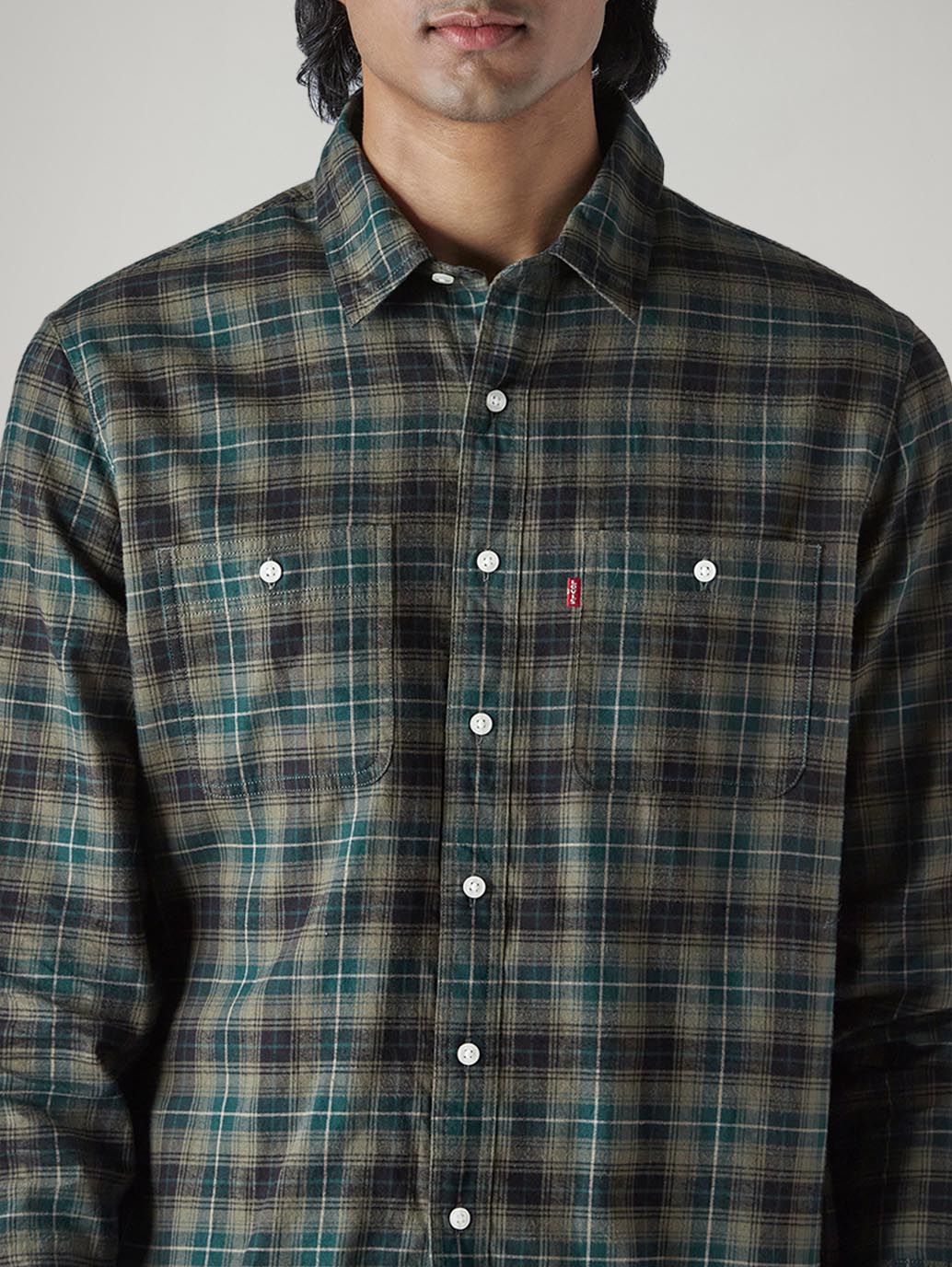Men's Checkered Relaxed Fit Shirt - detail View