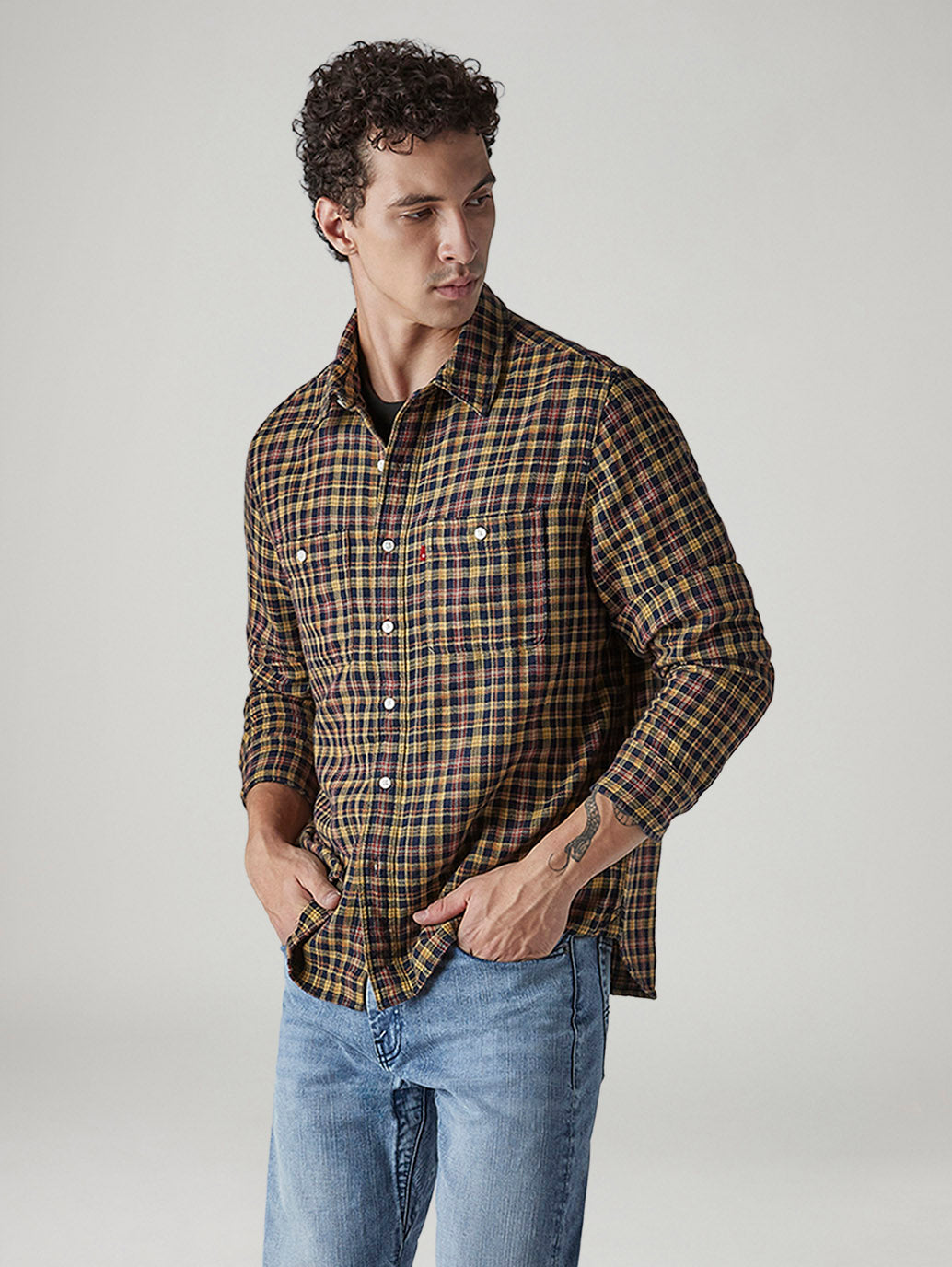 Men's Checkered Relaxed Fit Shirt - Styleshot View