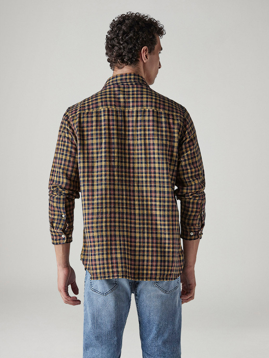 Men's Checkered Relaxed Fit Shirt - Back View