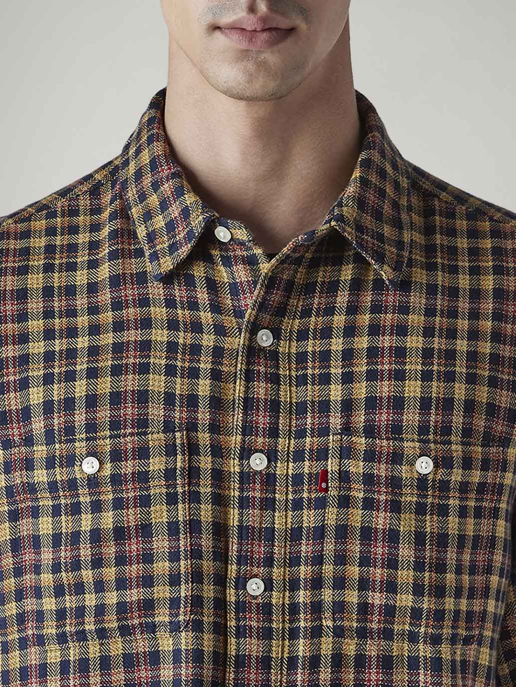 Men's Checkered Relaxed Fit Shirt - Detail View