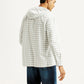 Men's Checkered White Relaxed Fit Hooded Overshirt - Back View