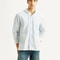 Men's Pin Striped Light Blue Relaxed Fit Shirt - Styleshot View