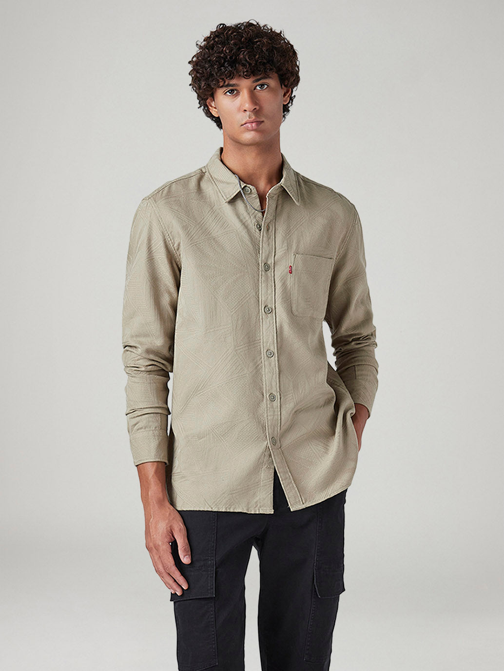 Men's Self Design Relaxed Fit Shirt - Styleshot View