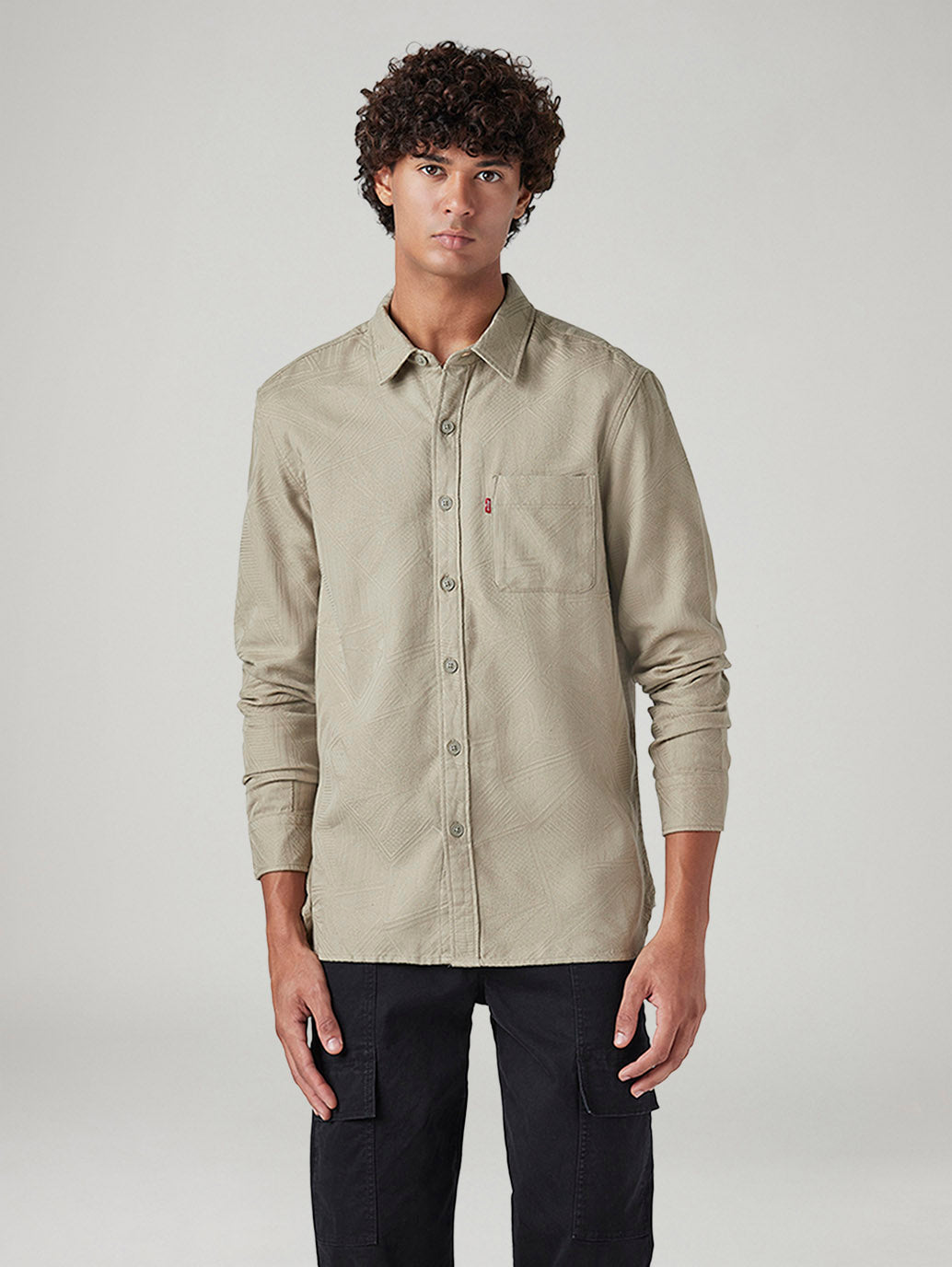 Men's Self Design Relaxed Fit Shirt - Front View