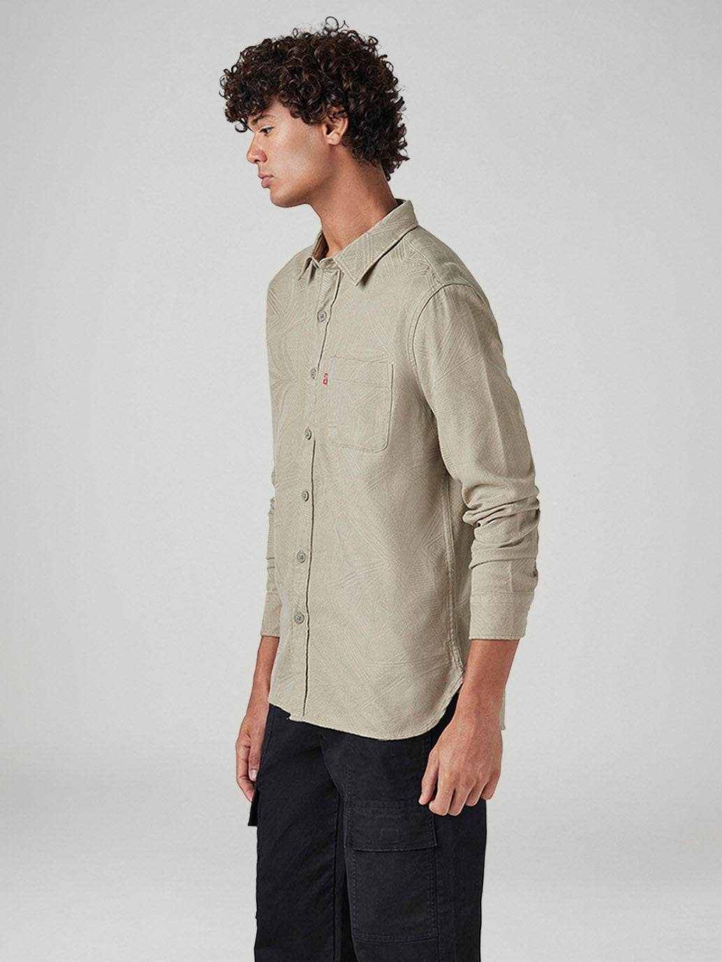 Men's Self Design Relaxed Fit Shirt - Side View