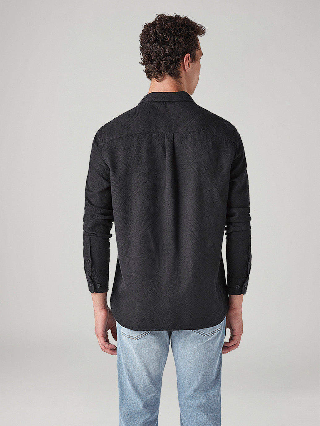 Men's Self Design Relaxed Fit Textured Shirt - Back View