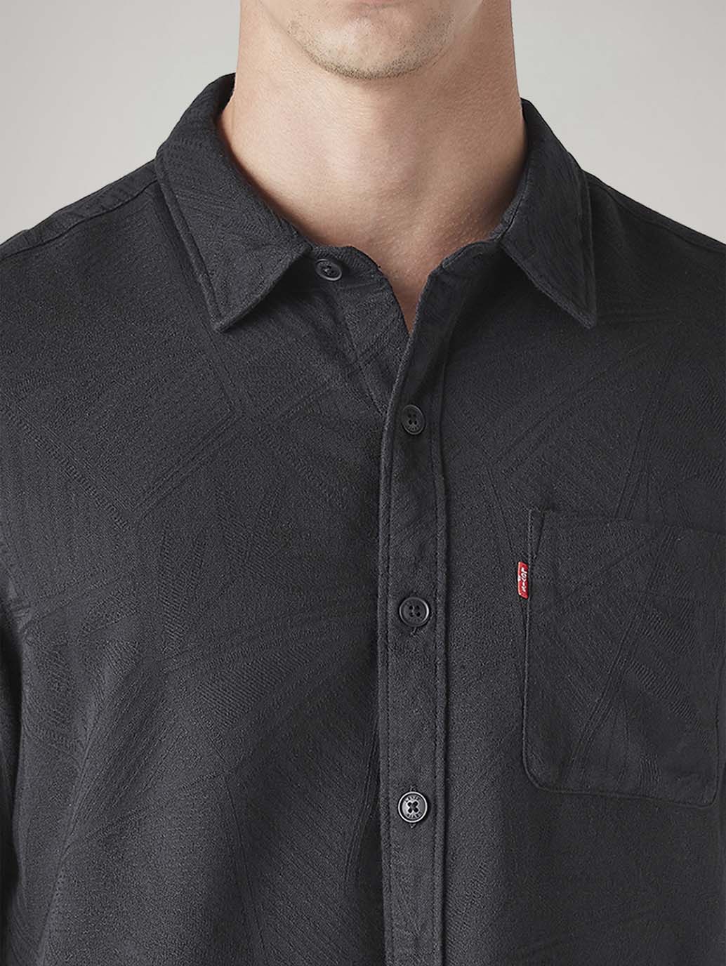 Men's Self Design Relaxed Fit Textured Shirt - Detail View