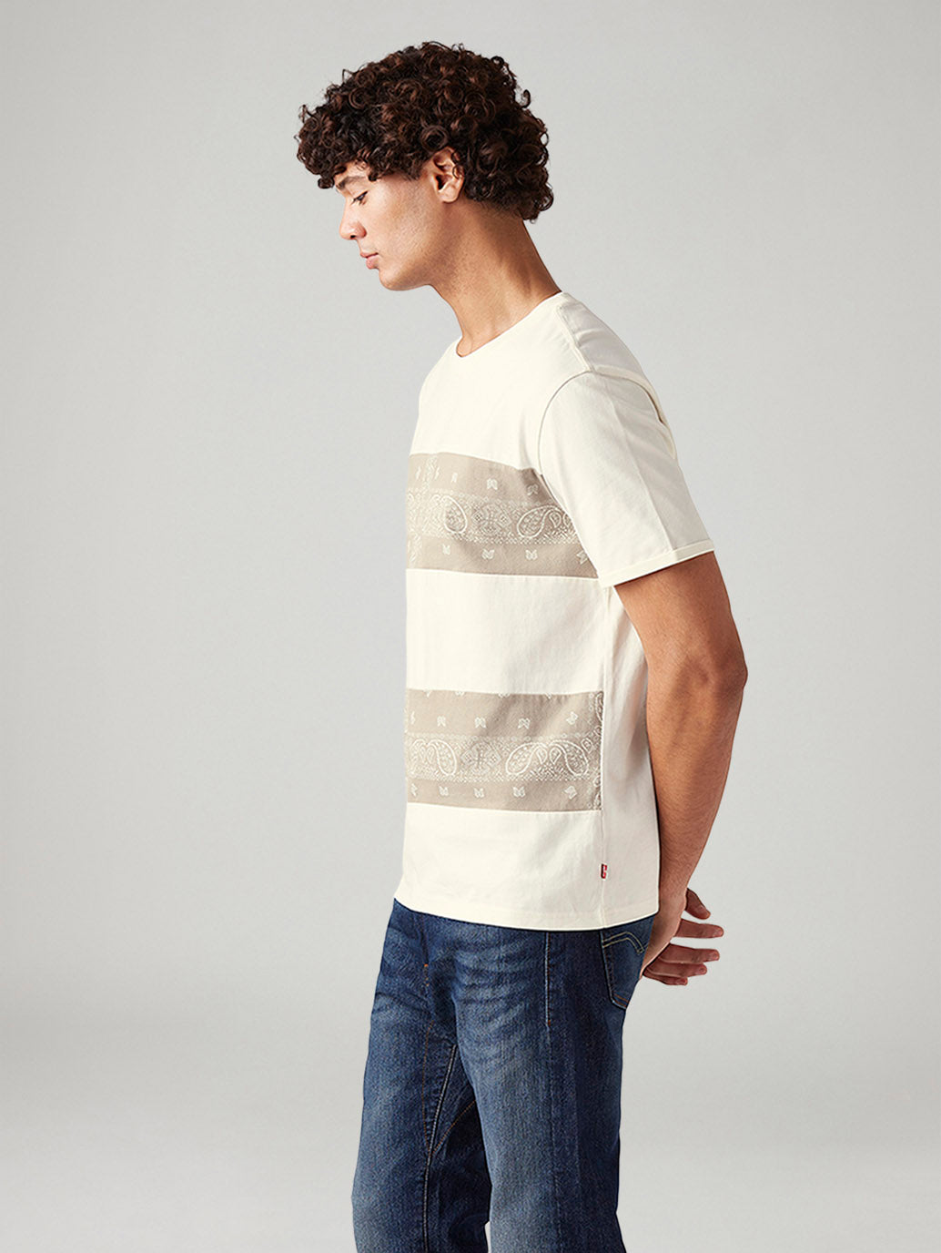 Men's Striped Loose Fit T-Shirt - Side View