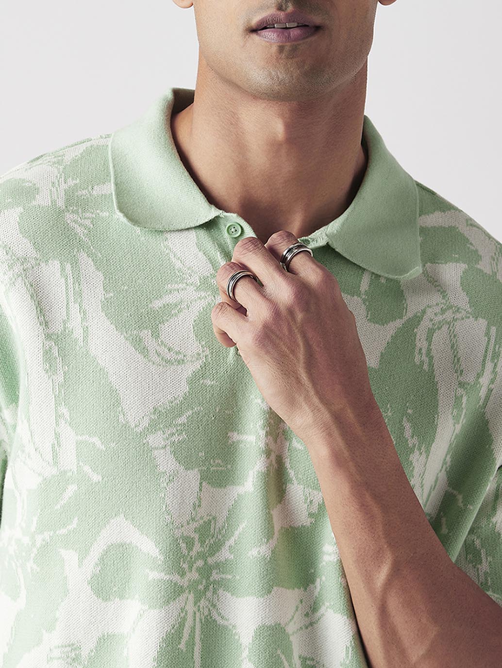 Men's Floral Regular Fit T-Shirt - Detail View