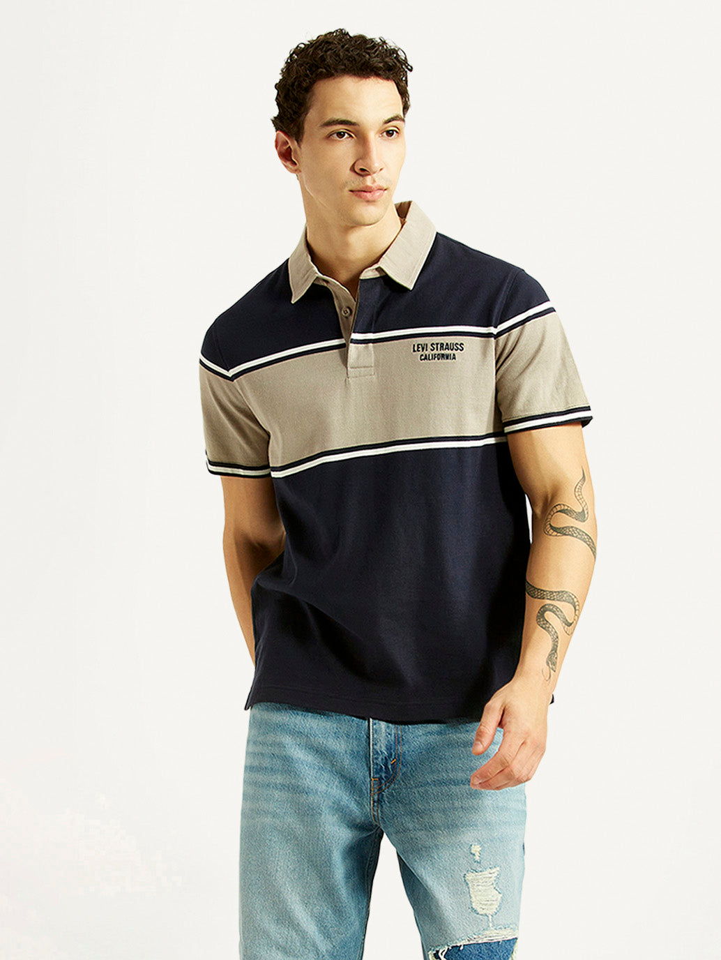Men's Colorblock Navy Polo T-shirt
