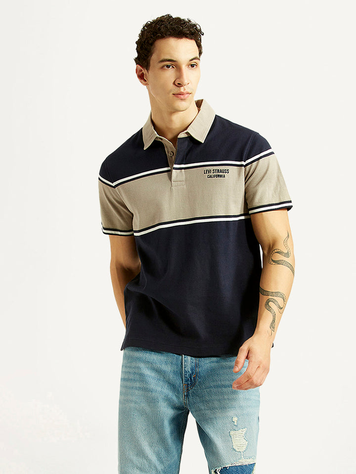Men's Colorblock Navy Polo T-shirt