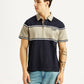 Men's Colorblock Navy Polo T-shirt - Front View