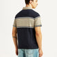 Men's Colorblock Navy Polo T-shirt - Back View