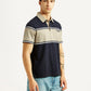 Men's Colorblock Navy Polo T-shirt - Side View