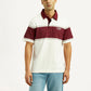 Men's Striped Off White Polo T-shirt - Front View