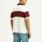 Men's Striped Off White Polo T-shirt - Back View