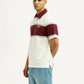Men's Striped Off White Polo T-shirt - Side View