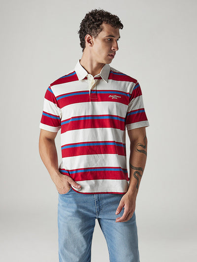 levi's Men's Striped White Loose Fit Jersey Polo T shirt-picture-10