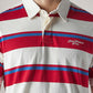 Men's Striped White Loose Fit Jersey Polo T shirt - Detail View