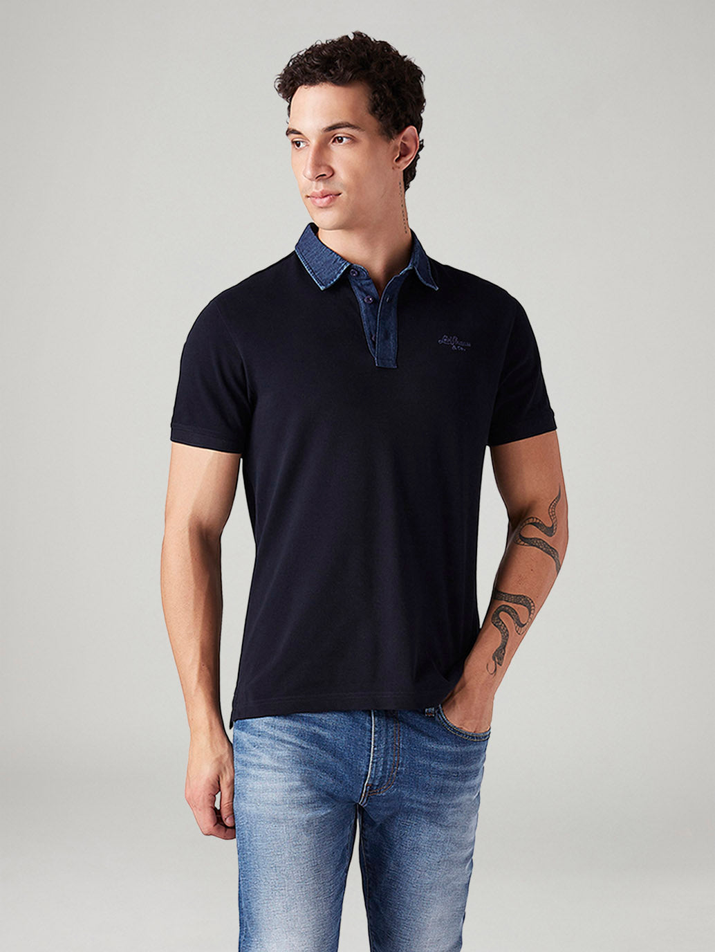 Men's Solid Slim Fit Polo T-Shirt - Styleshot View