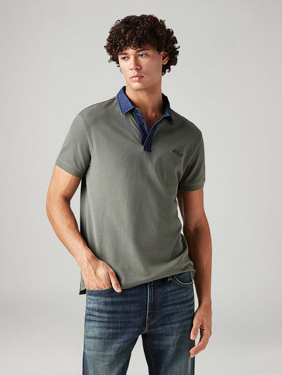 Men's Colorblock Grey Slim Fit Pique Polo T-shirt-image-18