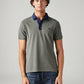 Men's Colorblock Grey Slim Fit Pique Polo T-shirt - Front View