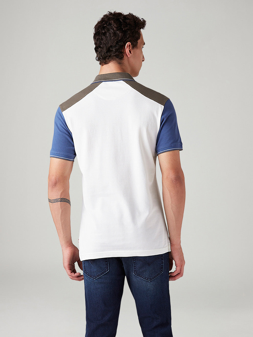 Men's Colorblock Slim Fit Polo T-Shirt - Back View