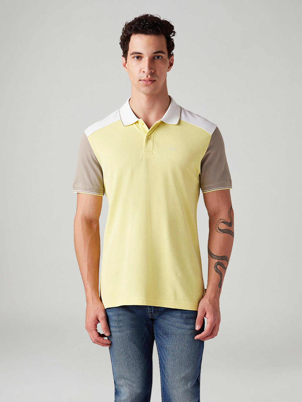 Men's Colorblock Slim Fit Polo T-Shirt - Front View