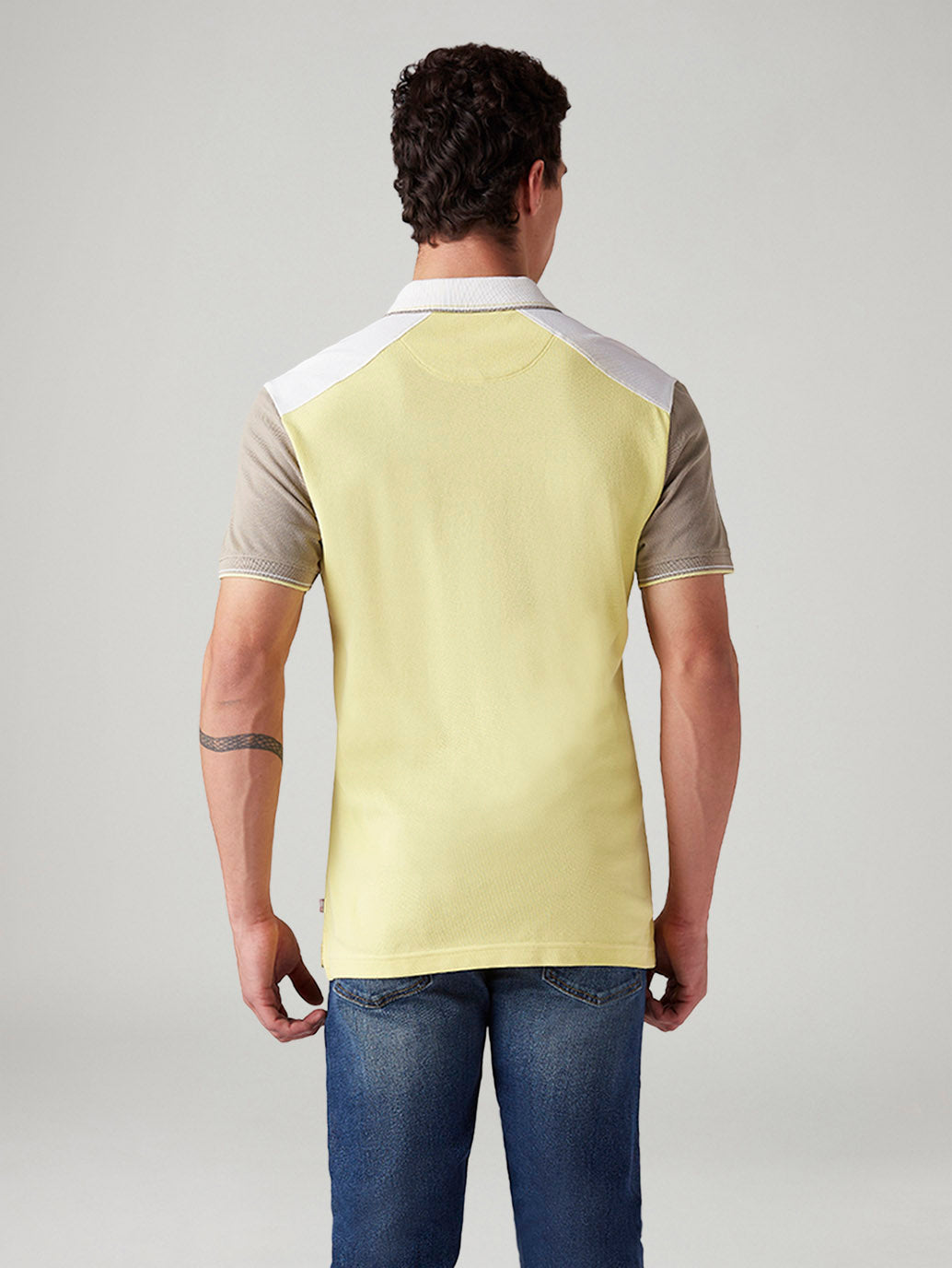 Men's Colorblock Slim Fit Polo T-Shirt - Back View