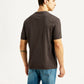 Men's Brand Logo Brown Crew Neck T-shirt - Back View