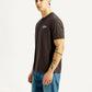 Men's Brand Logo Brown Crew Neck T-shirt - Side View