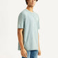 Men's Brand Logo Light Blue Crew Neck T-shirt - Side View