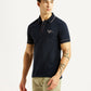 Men's Brand Logo Navy Slim Fit Polo T-shirt - Side View
