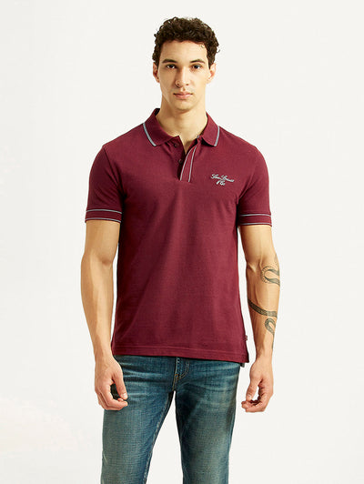 levi's Men's Brand Logo Maroon Slim Fit Polo T-shirt-picture-24