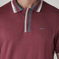 Men's Colorblock Maroon Interlock Polo T-shirt - Detail View