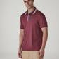 Men's Colorblock Maroon Interlock Polo T-shirt - Side View