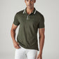 Men's Colorblock Olive Interlock Polo T-shirt - Front View
