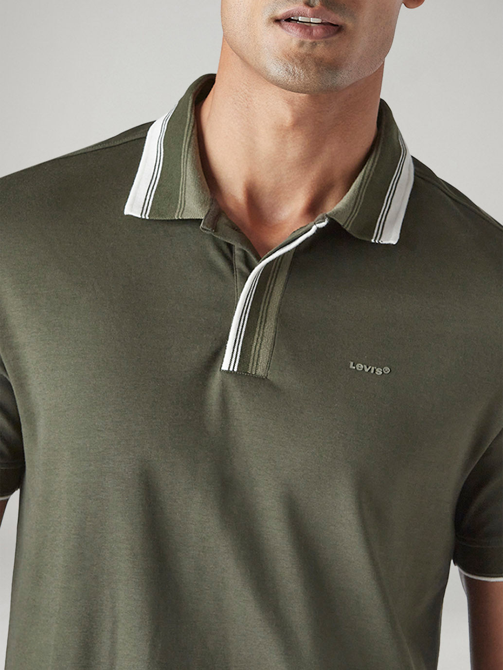 Men's Colorblock Olive Interlock Polo T-shirt - 20 View