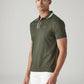 Men's Colorblock Olive Interlock Polo T-shirt - Side View