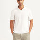 Men's Textured White Slim Fit Polo T-shirt - Styleshot View