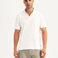 Men's Textured White Slim Fit Polo T-shirt - Front View