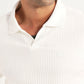 Men's Textured White Slim Fit Polo T-shirt - Detail View