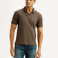 Men's Textured Brown Slim Fit Polo T-shirt - Styleshot View
