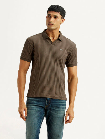 levi's Men's Textured Brown Slim Fit Polo T-shirt-picture-14