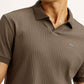Men's Textured Brown Slim Fit Polo T-shirt - Detail View